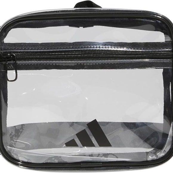 NWT Adidas Clear Crossbody Bag w/ Black details -multiple zipper pockets - Picture 1 of 10